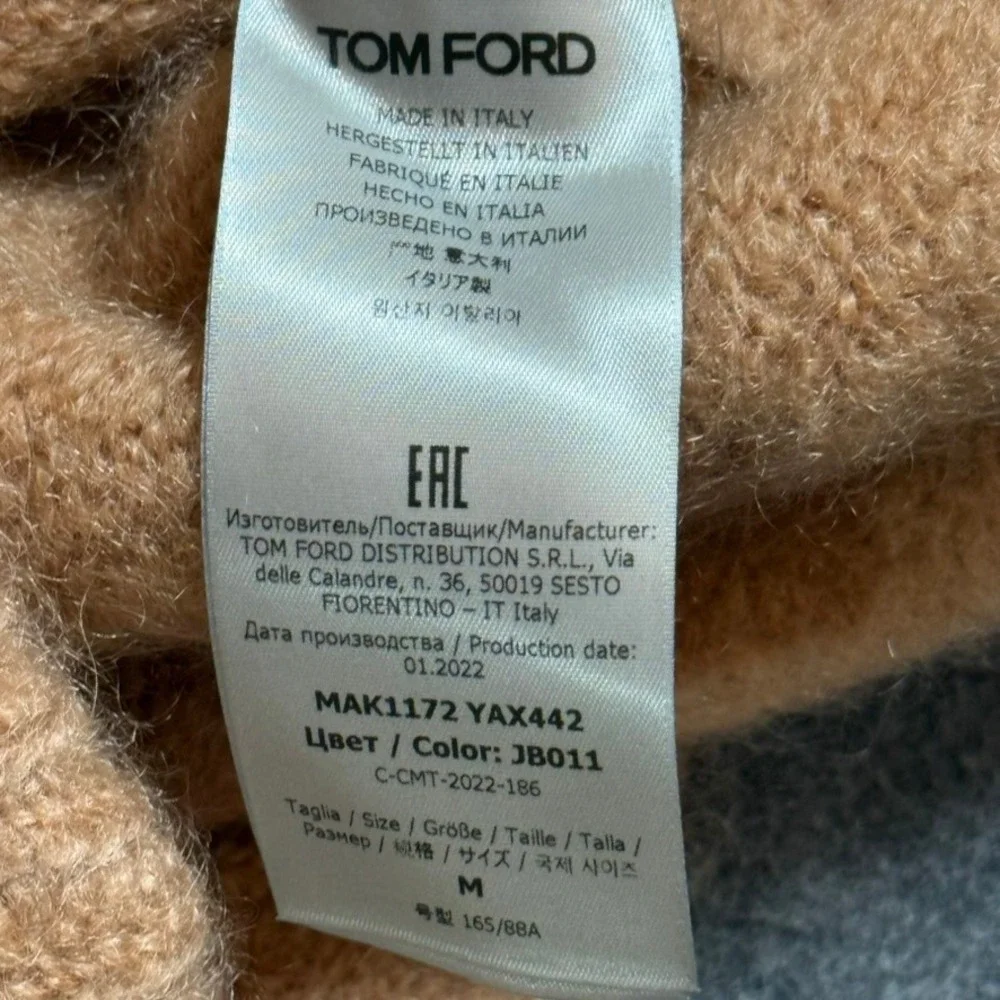 Tom Ford Womens Mohair Boat Neck Sweater Biscuit Beige Sz Medium NWT Lux‎ Italy
